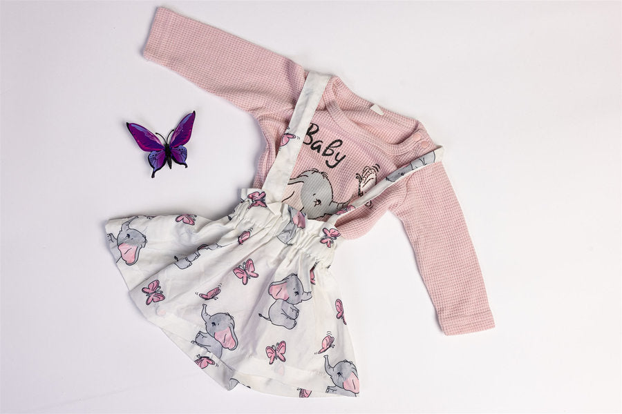 Bodysuit and dress elephant and butterfly