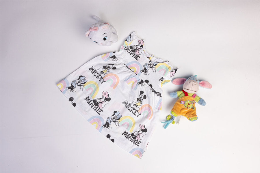 White sleeveless dress Mickey and Minnie Mouse