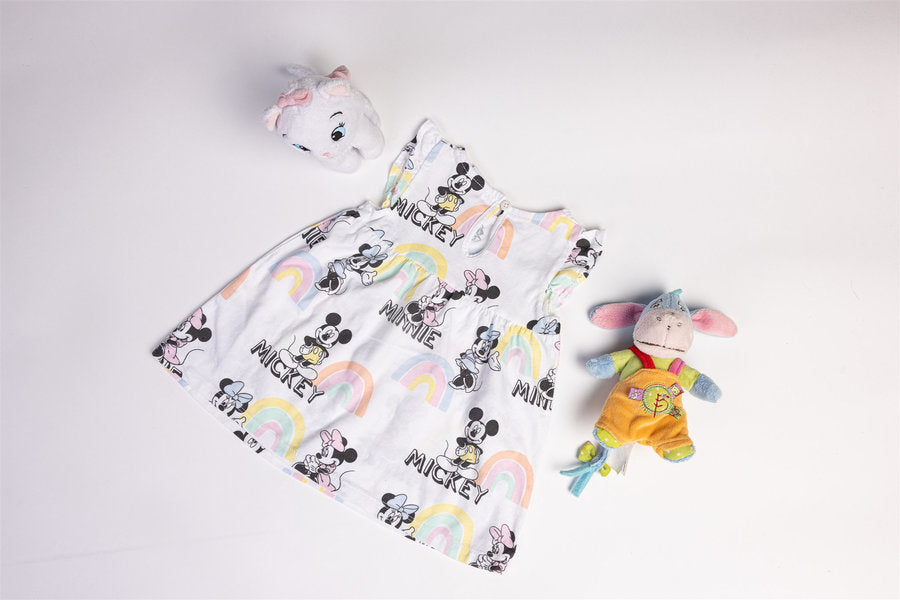 White sleeveless dress Mickey and Minnie Mouse
