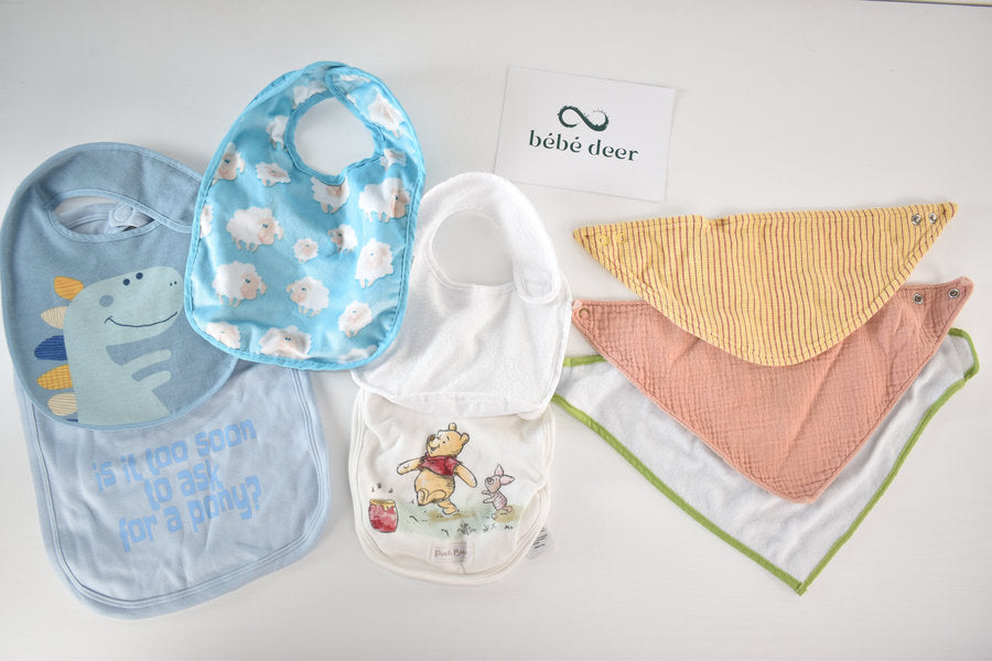 Set of 8 baby boy bibs