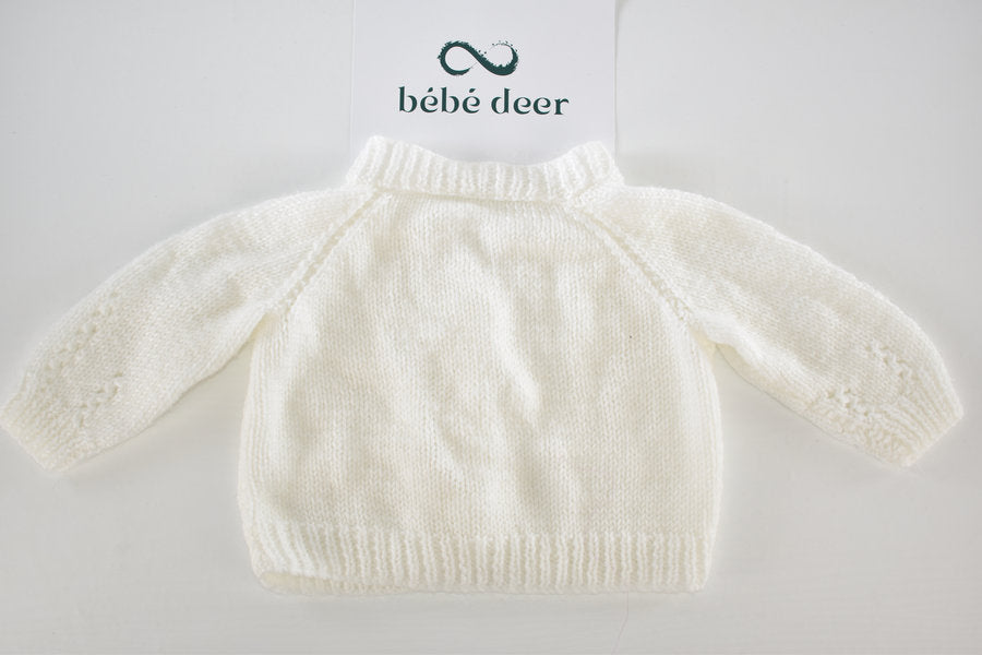 Handmade knitted white cardigan