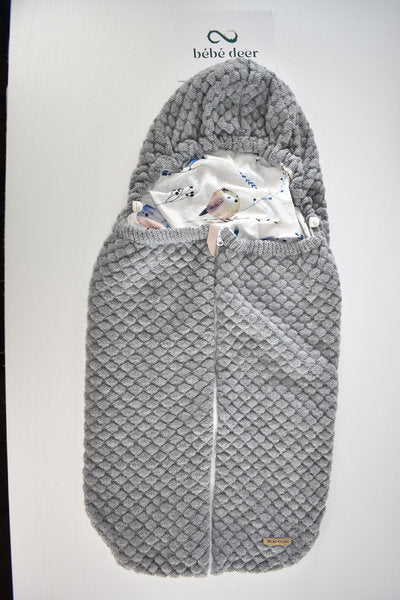Mi Mi Xiong grey knitted footmuff / baby nest