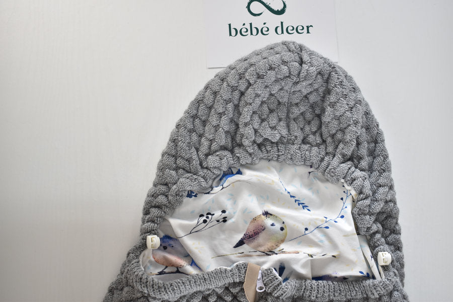 Mi Mi Xiong grey knitted footmuff / baby nest