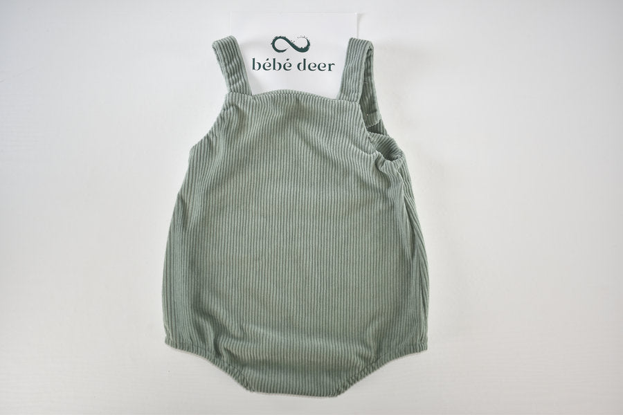 Green velour dungaree romper