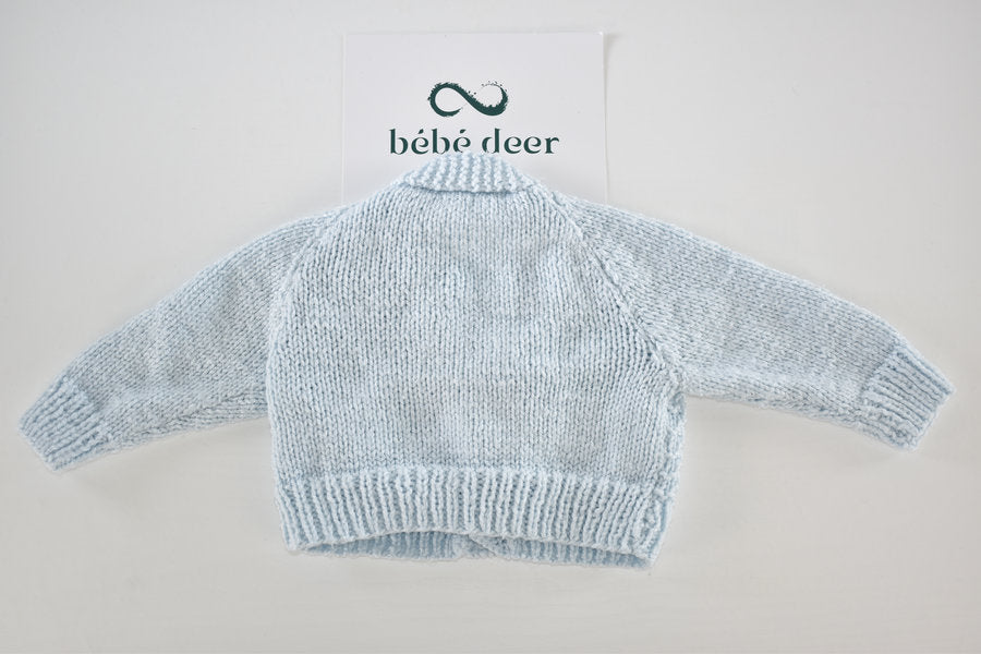 Soft blue handmade knitted cardigan