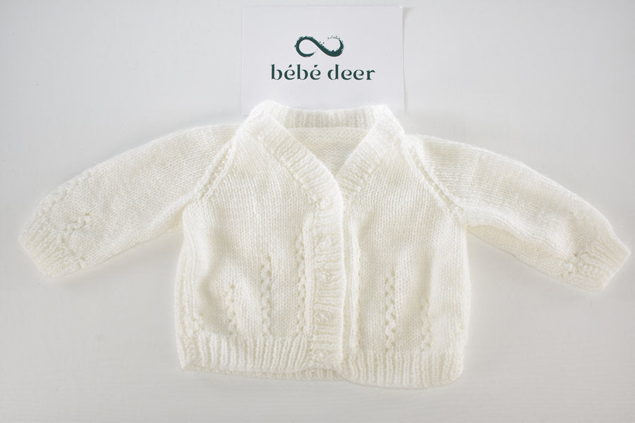 Handmade knitted white cardigan