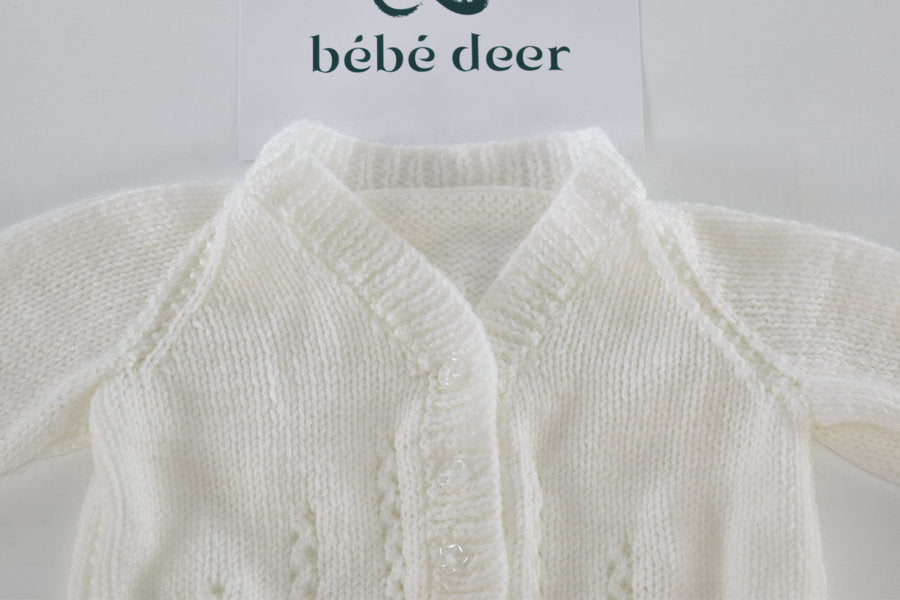 Handmade knitted white cardigan