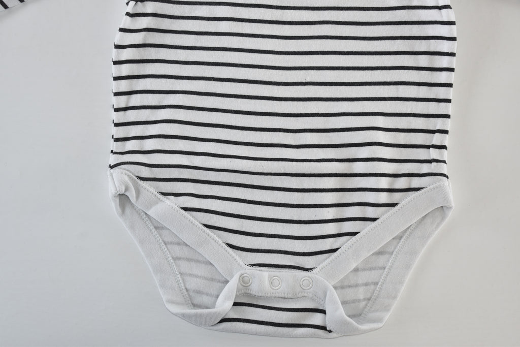 Striped black and white long sleeve bodysuit