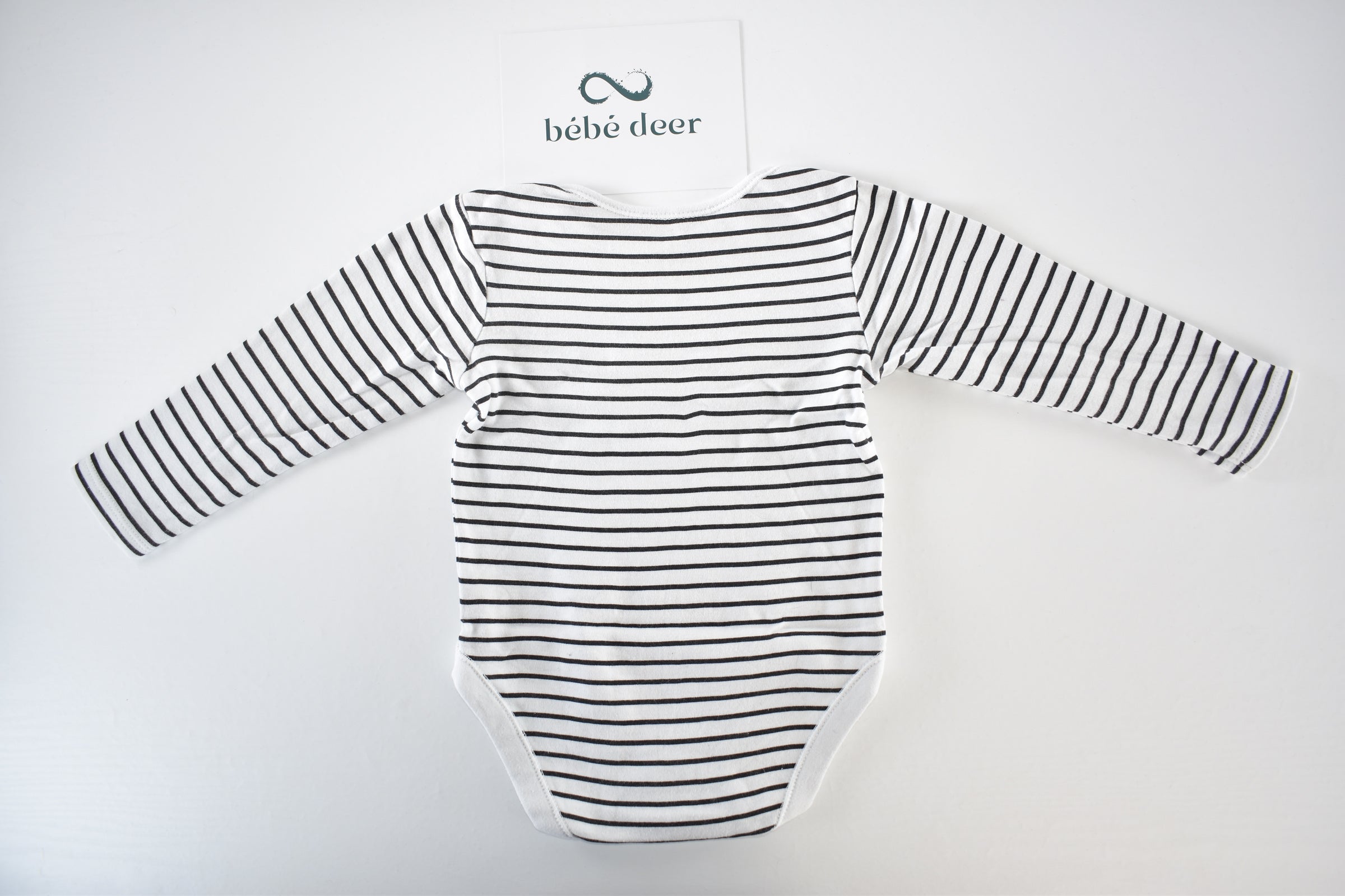 Striped black and white long sleeve bodysuit