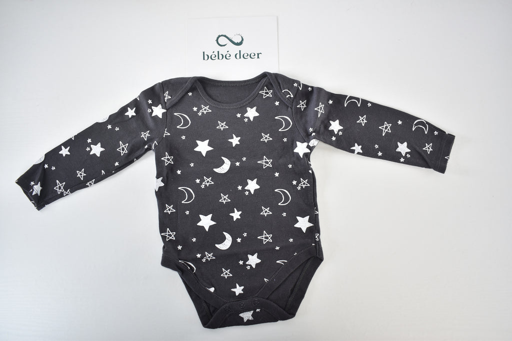 Moon and stars long sleeve bodysuit