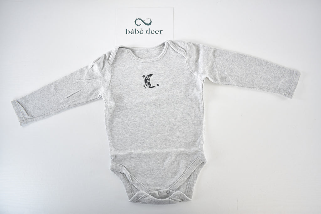 Grey long sleeve bodysuit "Shine like the moon"