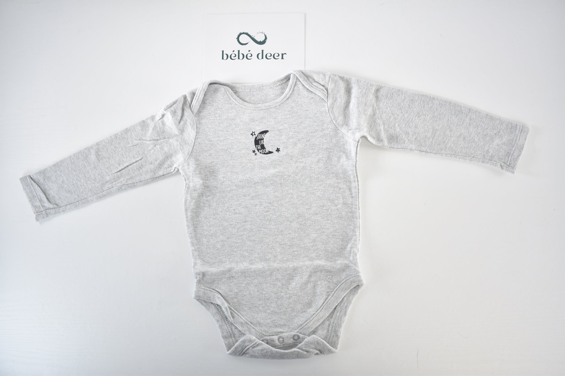 Grey long sleeve bodysuit "Shine like the moon"