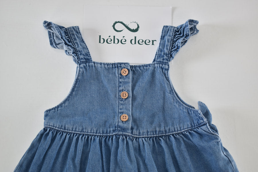 Lightweight denim dress with frill straps