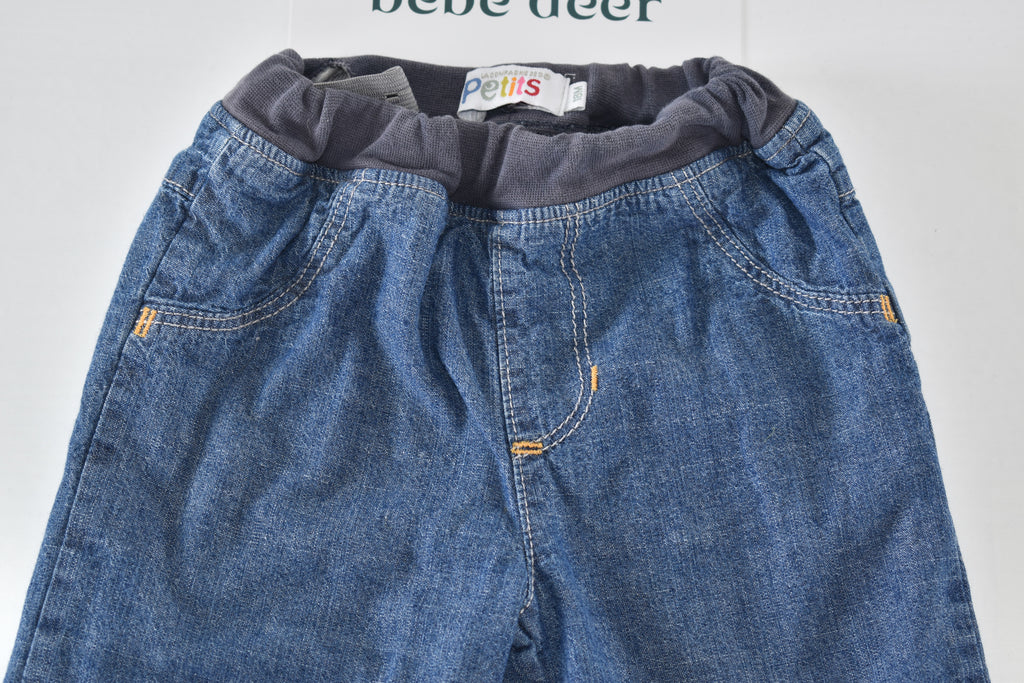 Denim trousers with embroidered car