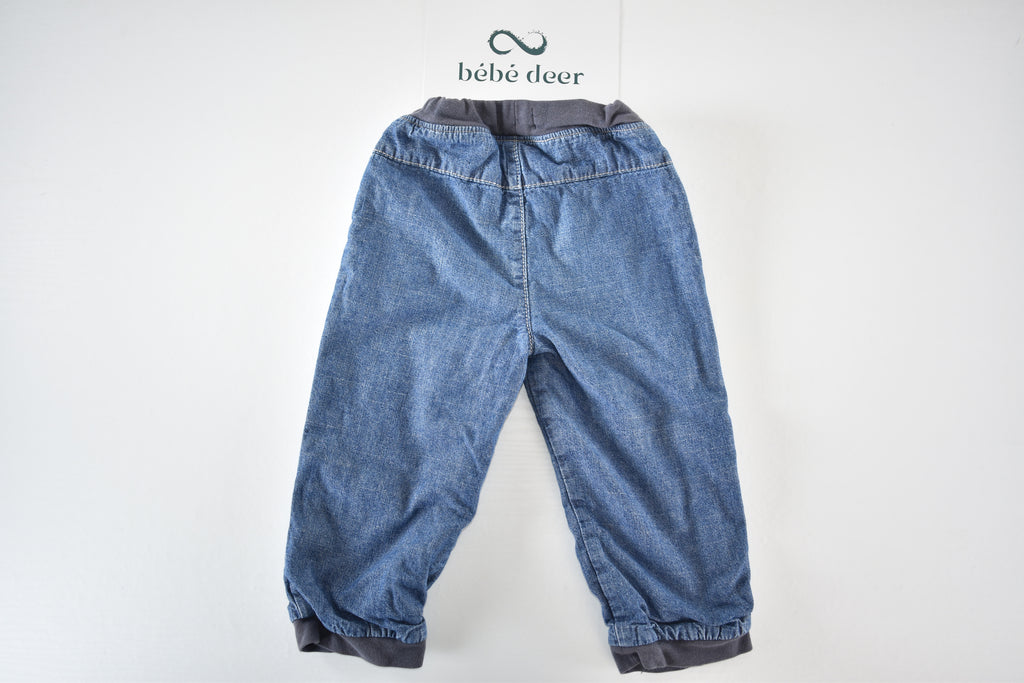 Denim trousers with embroidered car