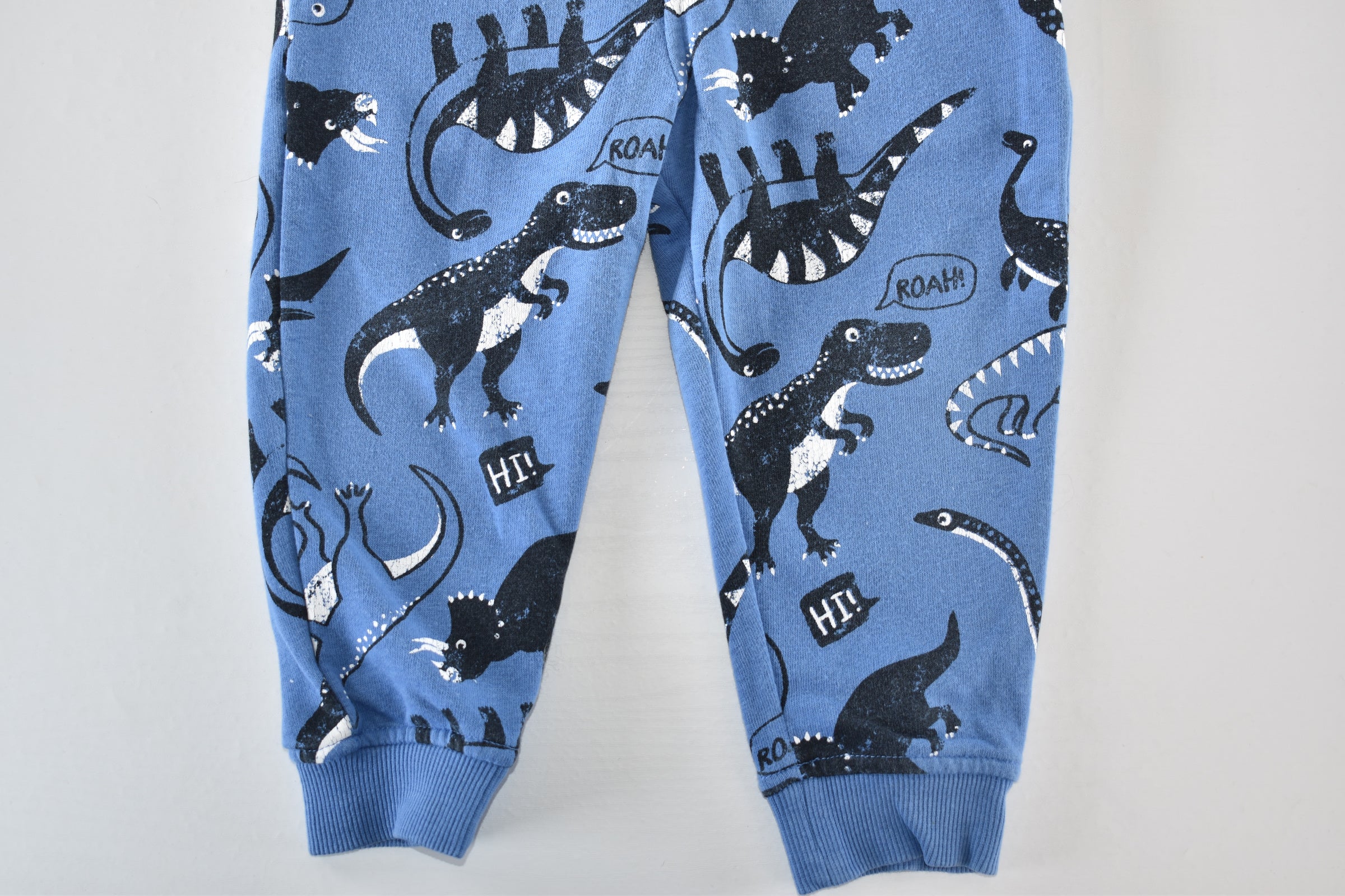 Blue dinosaur trousers