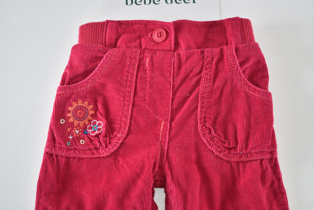 Pink corduroy embroidered trousers