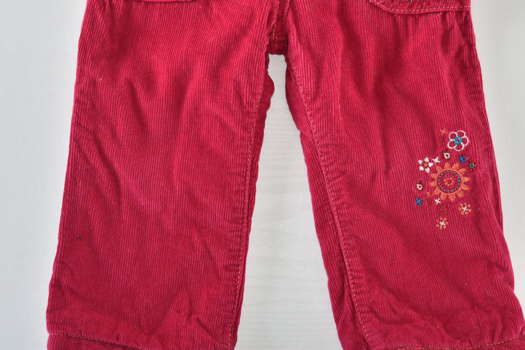 Pink corduroy embroidered trousers