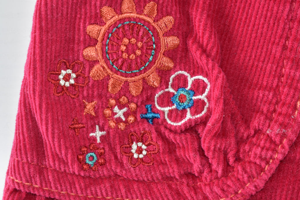 Pink corduroy embroidered trousers