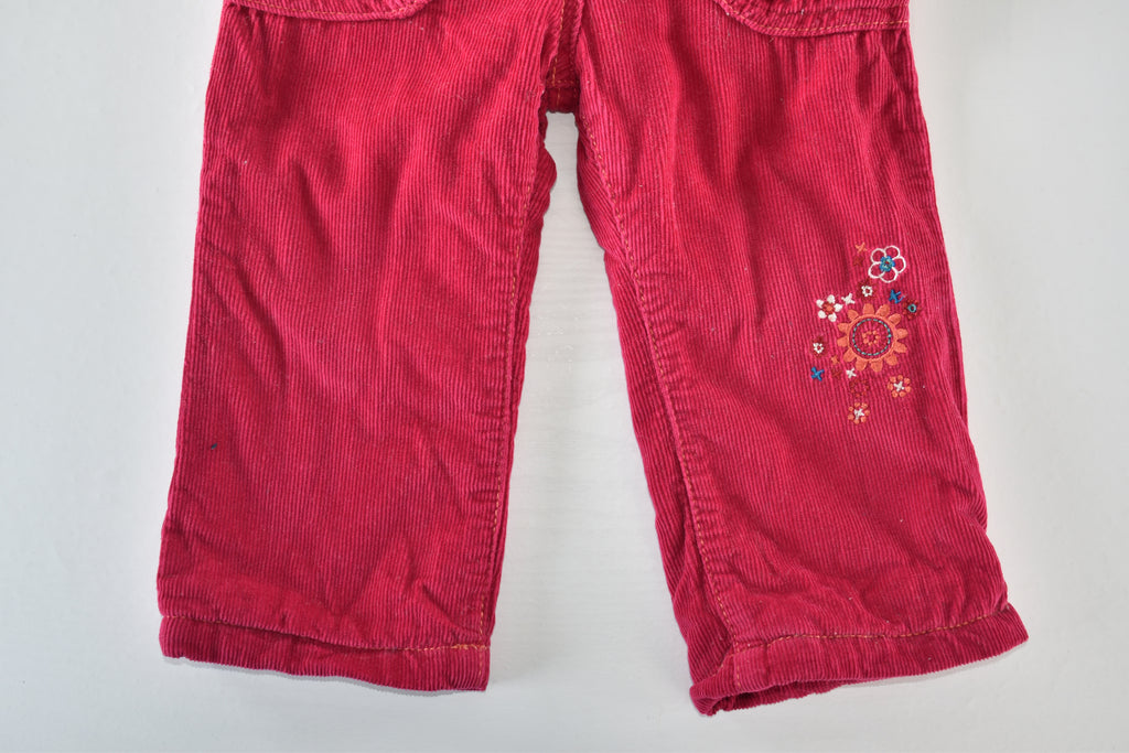 Pink corduroy embroidered trousers