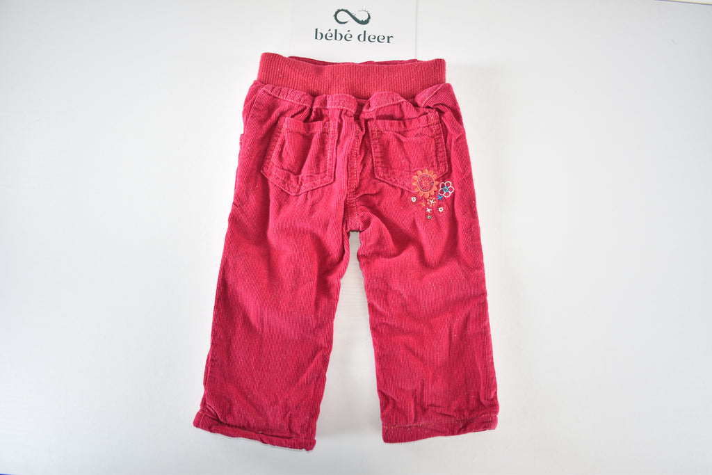 Pink corduroy embroidered trousers
