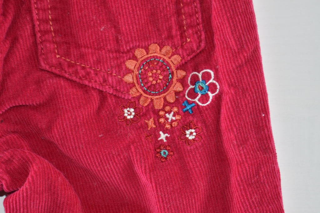 Pink corduroy embroidered trousers