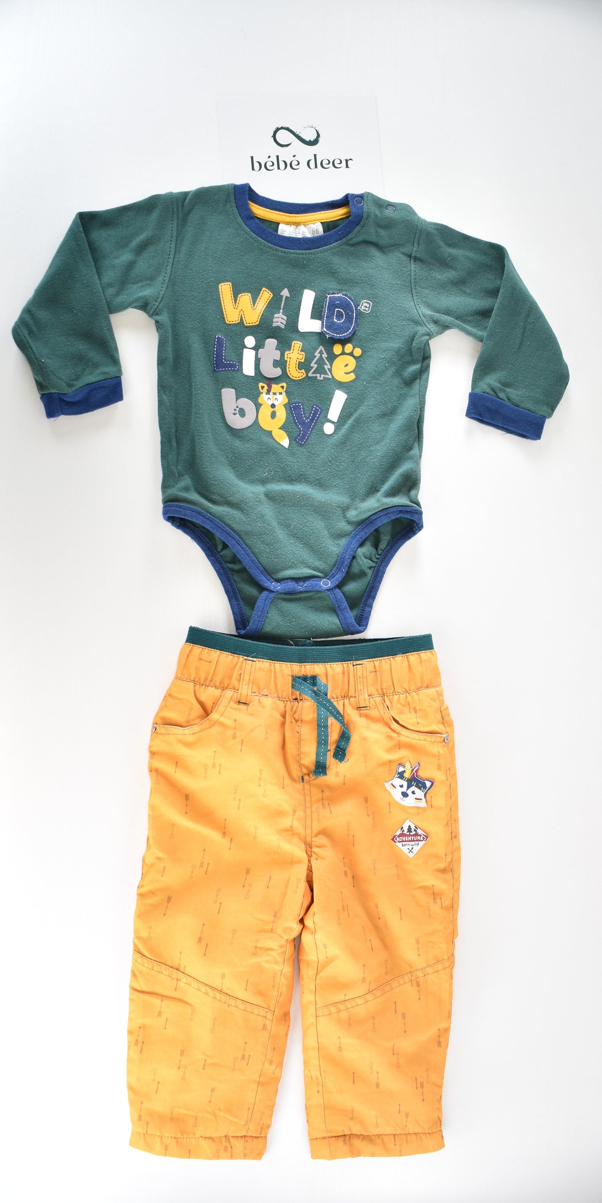 Fox print body and fleece-lined trousers set