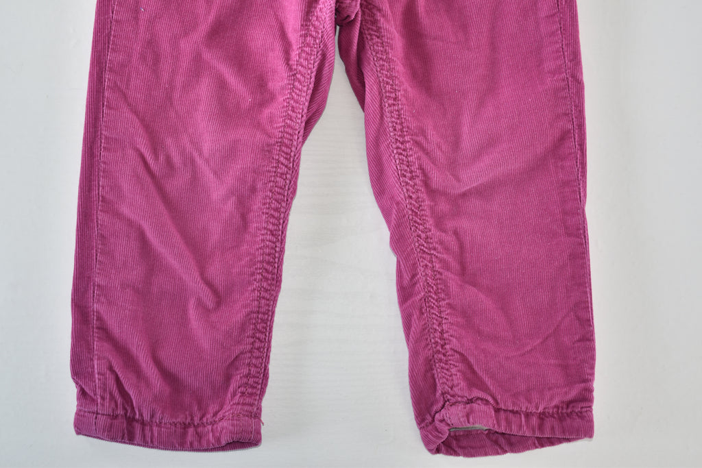 Bright pink lined corduroy trousers