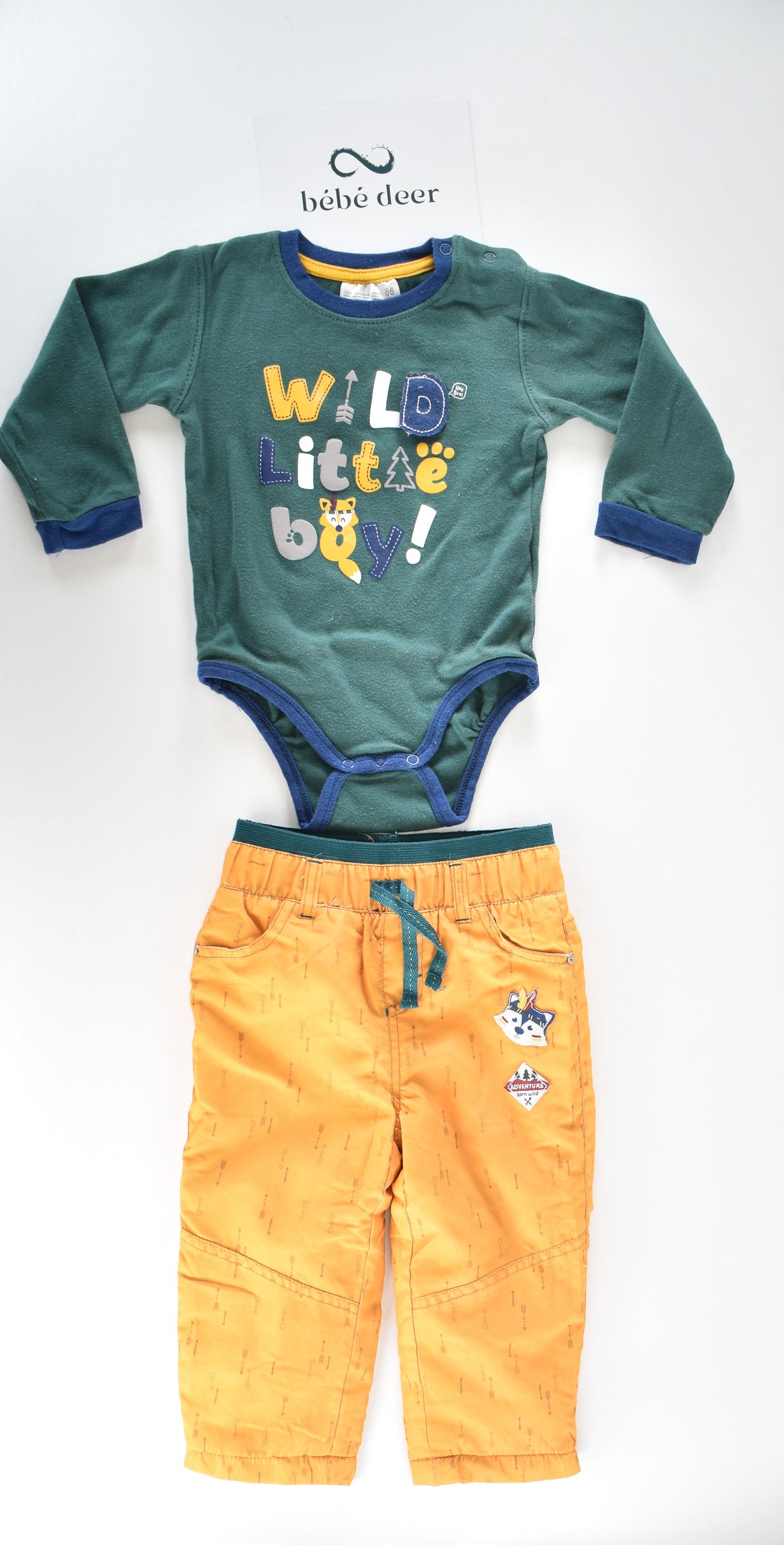 Fox print body and fleece-lined trousers set