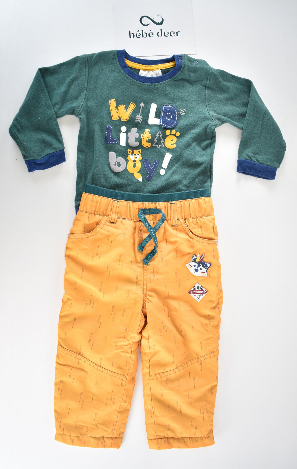 Fox print body and fleece-lined trousers set