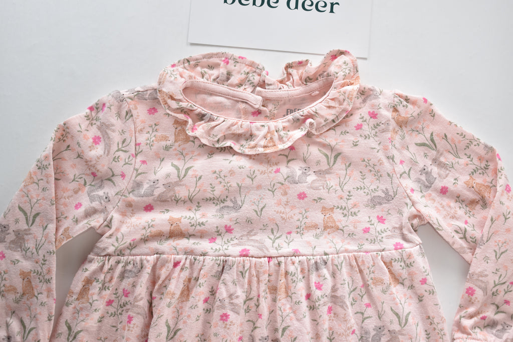 Woodland animal print dress