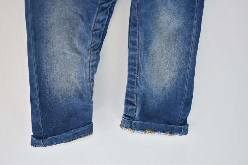 Denim dungarees and paddle print top set