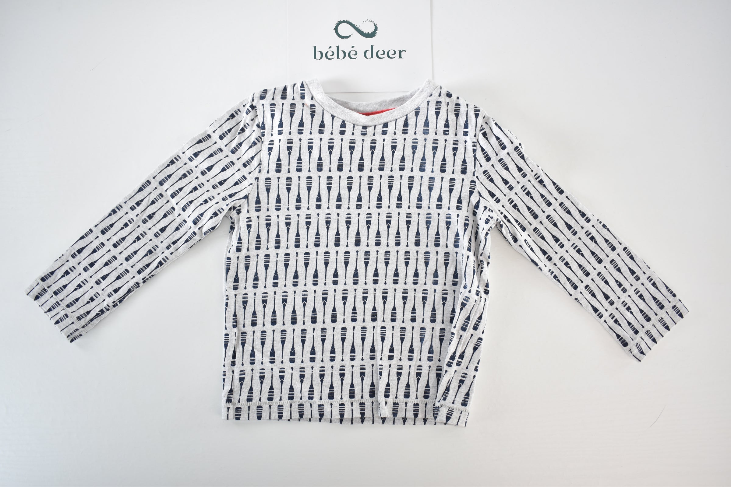 Denim dungarees and paddle print top set