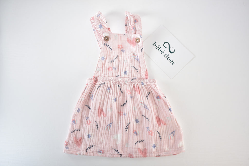 Pink muslin pinafore dress