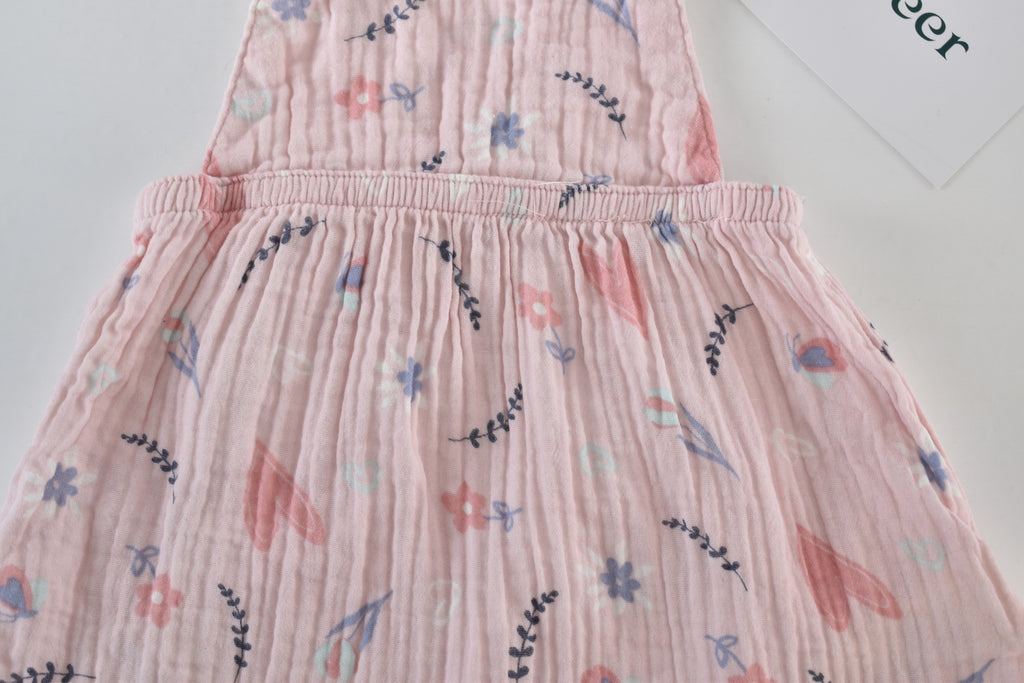 Pink muslin pinafore dress