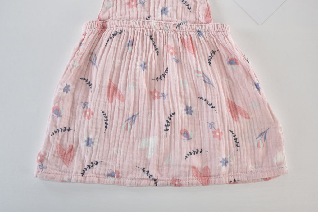 Pink muslin pinafore dress