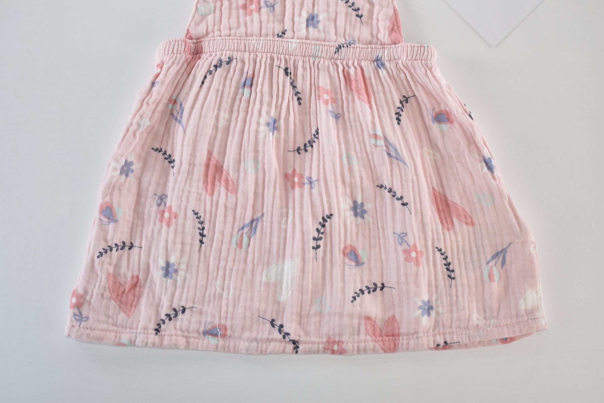 Pink muslin pinafore dress