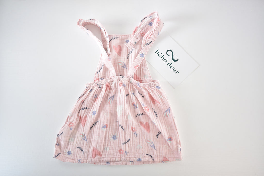 Pink muslin pinafore dress