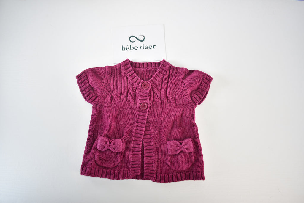 Knitted bow pocket cardigan