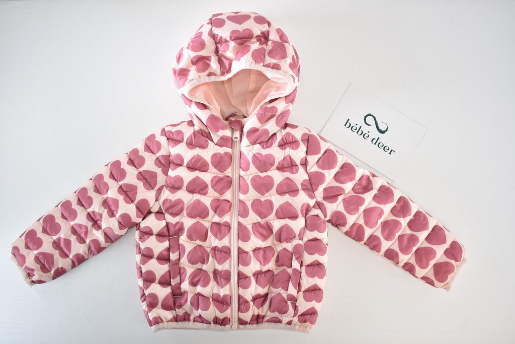 Heart print padded coat