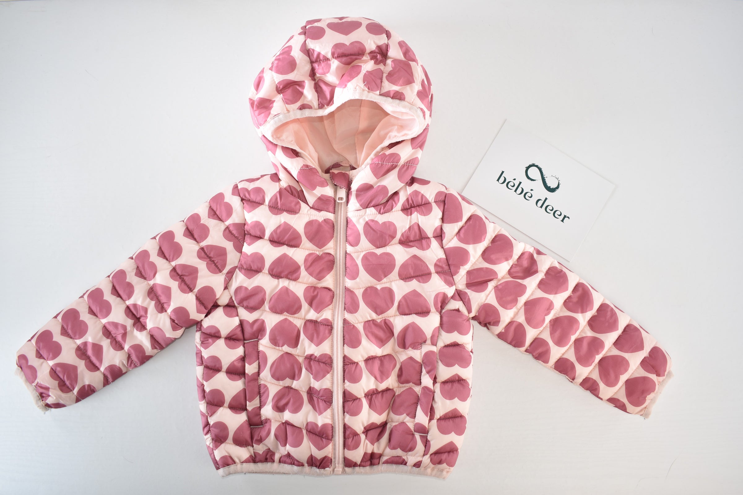 Heart print padded coat
