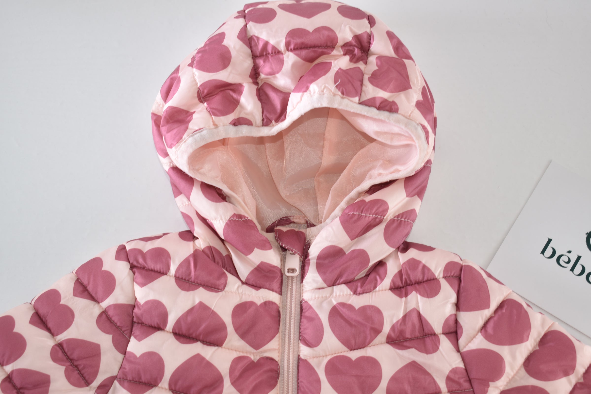 Heart print padded coat