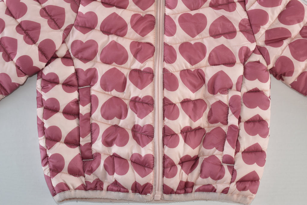 Heart print padded coat