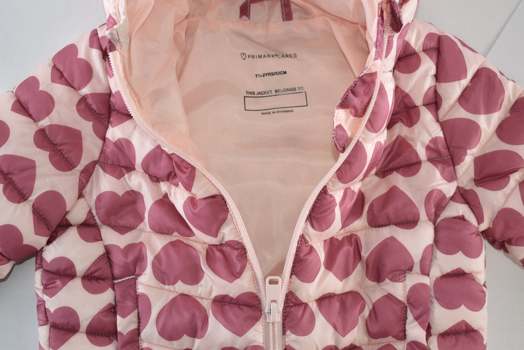 Heart print padded coat