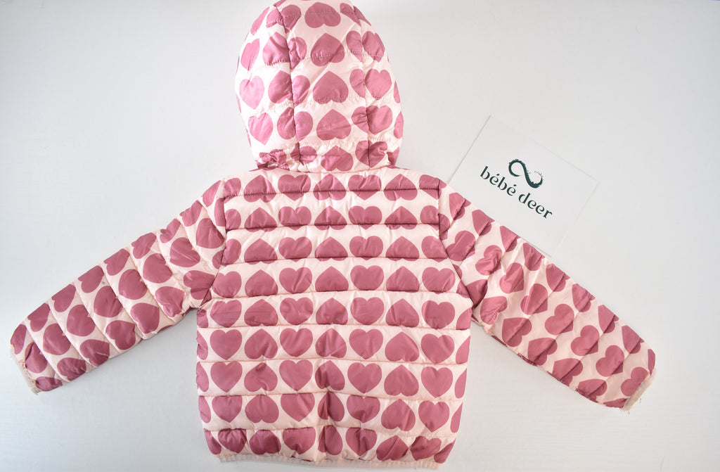 Heart print padded coat