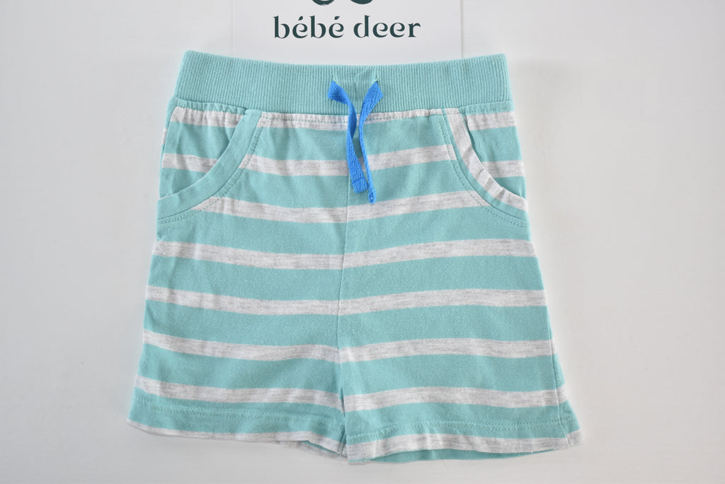 Mint striped jersey shorts with decorative pockets