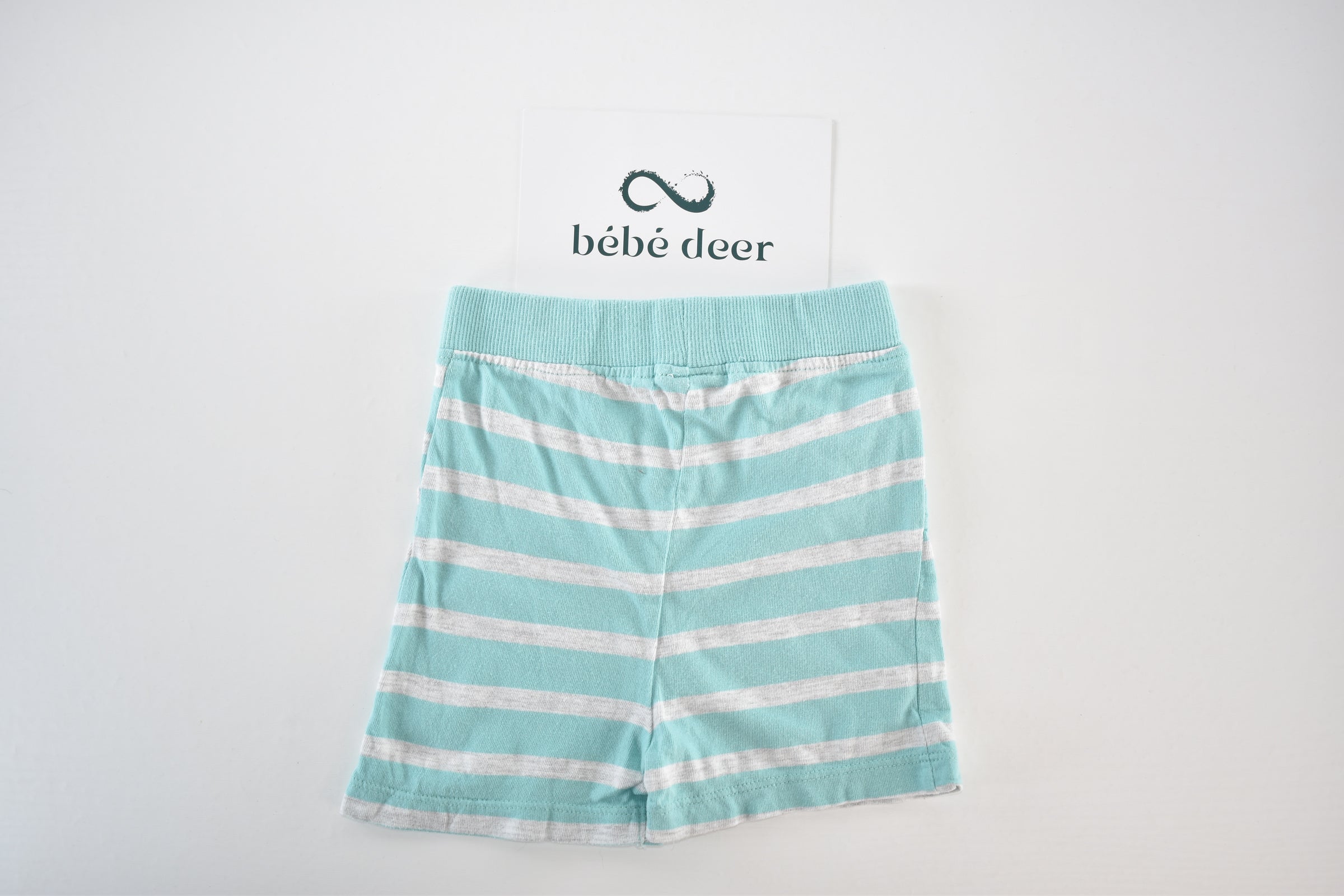 Mint striped jersey shorts with decorative pockets