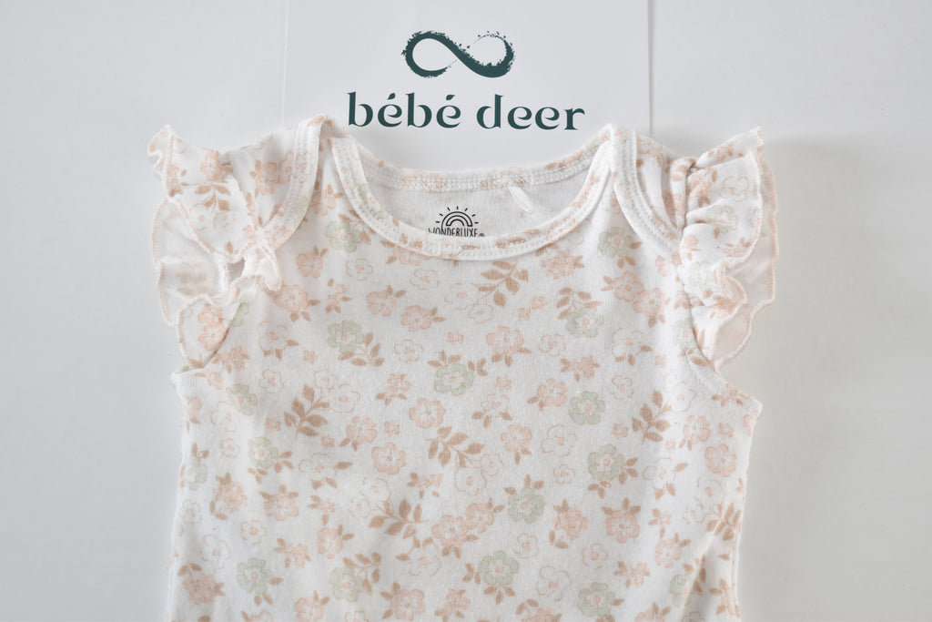 Floral frill sleeve bodysuit