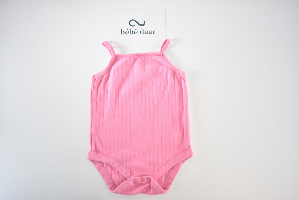 Pink ribbed sleeveless bodysuit