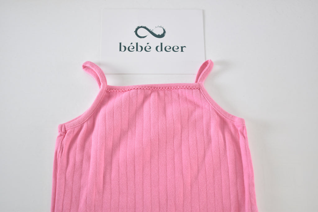 Pink ribbed sleeveless bodysuit